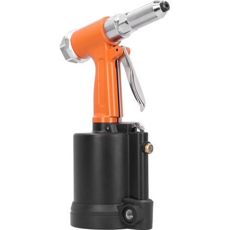 Pistolet à riveter hydraulique pneumatique industriel robuste, riveteuse à air comprimé orange et noir KP703, style américain, outil professionnel pour atelier.
