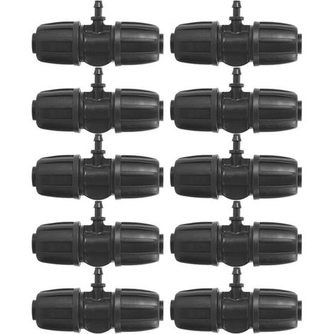 CHOYCLIT - 10 conectores de riego de 16 mm a 4/7, conectores de tubo de riego por goteo con púas de 16 PE, boquilla atomizadora de 5/8 pulg. (16 mm) a 4/7 (7 mm de diámetro exterior, 4 mm de diámetro (1/5)