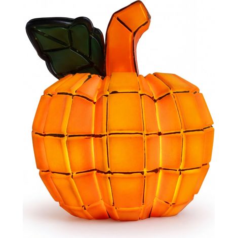 Kürbislampe aus Buntglas, warmes Licht für Halloween, herbstliche Tischdekoration, Tiffany-Stil, saisonales Geschenk für Zuhause, Partys, Kamin, 1 Stück (1/5)