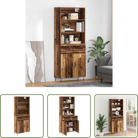 vidaXL Buffet salle à manger - Haut Armoire avec tiroir 2 pcs Bois ancien Bois d'ingénierie (1/5)