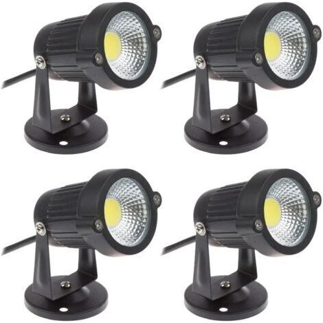 BUNTHAUS Lot de 4 Spot LED Cob 5W 220V Spots Jardin Orientables Luminaires Extérieur Jardin Terrasse（Blanc Froid）