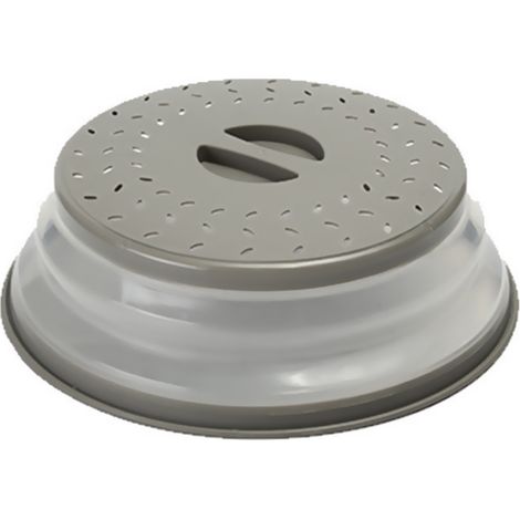 Couvercle Pliable pour Micro-Ondes - 3 Pièces Cloche Anti-éclaboussures avec Trou de Vapeur pour Chauffage des Aliments, Gris (1/5)