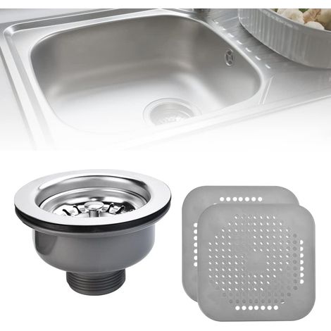 Stainless Steel Sink Drain + Silicone Sink Filter Kitchen Sink Drain Bathroom Sink Drain114mm Basin Drain Sink Drain for Kitchen Bathroom Sink-Gray