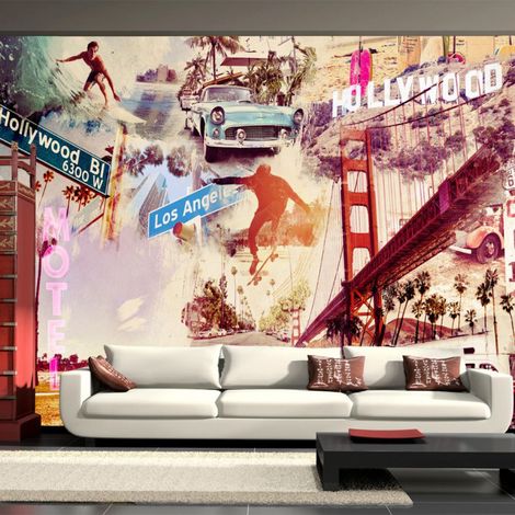 Papier Peint "Hollywood, Miami, Los Angeles" 245 x 350 cm (1/2)