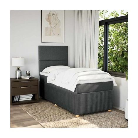 Sommier Snowco (matelas inclus), gris foncé, 80 × 200 cm, tissu, tissu doux et respirant, pour chambre, décor moderne, facile à assembler (1/5)