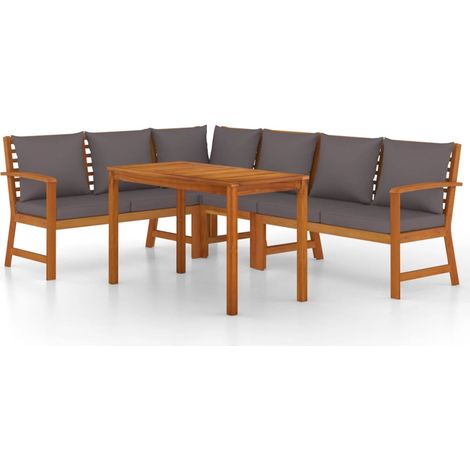 Maison Exclusive - 5-tlg. Garten-Essgruppe mit Kissen Massivholz
