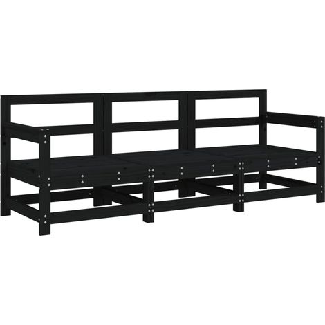 Maison Exclusive - Salon de jardin 3 pcs noir bois massif de pin (1/5)