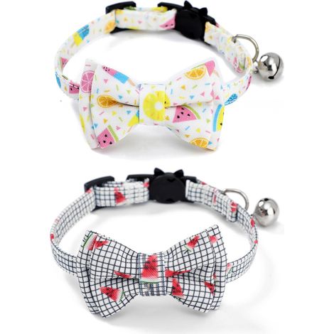 Collier Pour Chien - Avec Nœud Papillon Et Clochette - Réglable Pour Petit Chien Et Chat - Lot De 2 Pièces (1/5)