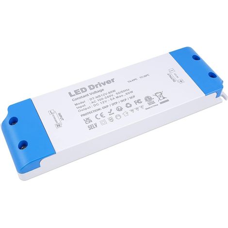 Transformateur 220V 12V 60W 5A Ultramince Alimentation Basse Tension Transfo Convertisseur de Tension, pour Lampes Ampoule MR16 MR11 GU5.3 et pilotes (1/5)
