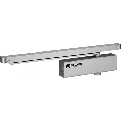 Chiudiporta spingiporta automatico idraulico, portata 60kg,  Design Forza 3, argento, antivandalismo, certificazione antincendio - THIRARD
