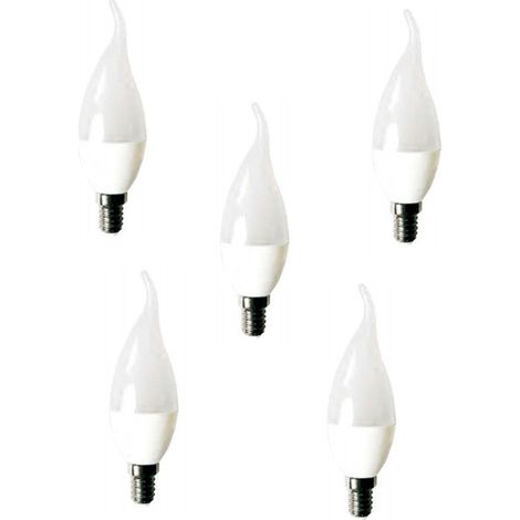 Pack 5 Bombillas Vela Led Eco Punta Torcida E14 6W