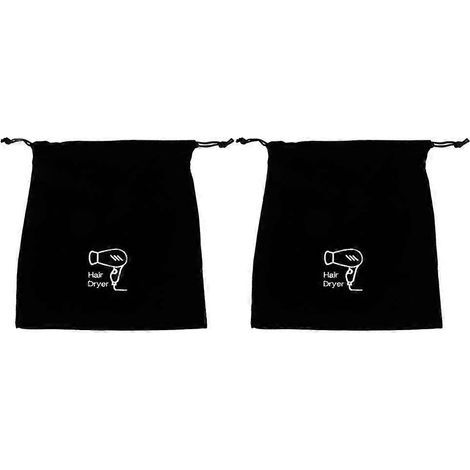 Lot de 2 sacs de voyage pour sèche-cheveux avec cordon de serrage, parfaits pour vos outils de coiffure.-30.00X26.00X0.50CM-Black (1/4)
