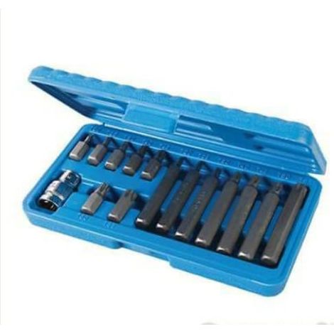 PUNTE PUNTA TORX STELLA ATTACCO 1/2&quot T20 T55 30 mm 75 mm 15 PZ CHIAVI 839 silv