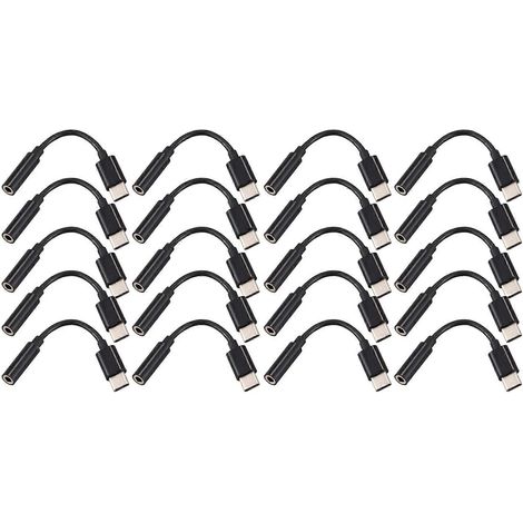 Adaptateur de câble USB-C à 20 ports vers prise casque/écouteurs 3,5 mm, Type-C 3.1 mâle vers 3,5 mm femelle, compatible avec Motorola Moto Z. (1/5)