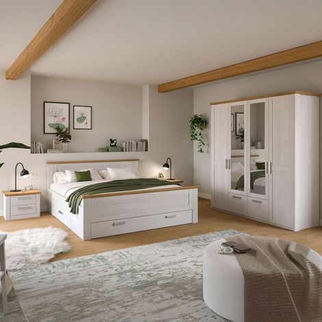 Ensemble pour chambre 4 éléments décor blance et naturel - VERONICE (1/5)
