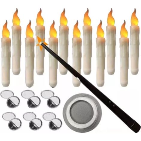 12 candele galleggianti senza fiamma con telecomando, lunghe 17 cm, a batteria, con effetto tremolante e filo di sospensione, ideali per decorare soffitti, tavoli da pranzo, matrimoni, feste a tema ma (1/5)