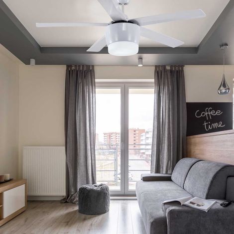Ventilador de techo con luz AC con mando Bali blanco 132 cm invierno-verano luz regulable (1/4)