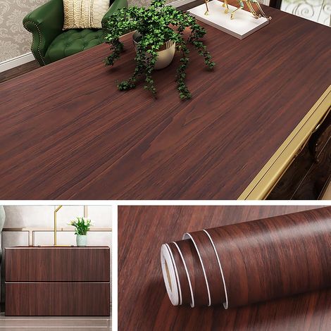 Papier Adhesif pour Meuble Bois Noyer Rouleau Adhesif Decoratif Cuisine Imperméable Revetement Adhesif Meuble Vinyle Adhesif Meuble Bois pour Armoire Plan de Travail Tiroir Table 40CMX2M (1/5)