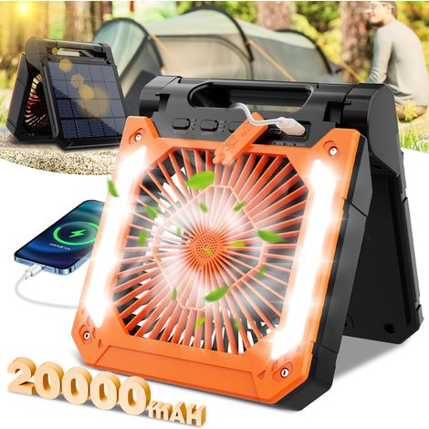 Ventilateur de Camping Solaire 20000 mAh avec Lanterne LED et Batterie Externe - Silencieux, 3 Vitesses et Minuterie (1/5)