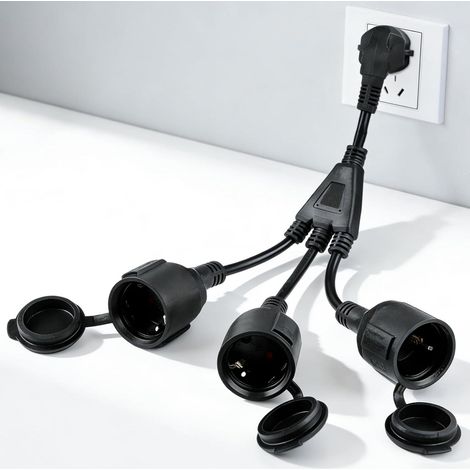 16A / 250V, Rallonge électrique 3 en 1, câble d'extension de Contact de Protection, Max. 3680 W IP44, Protection pour (1/5)
