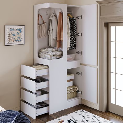 Armadio 1 anta con 4 cassetti 70x40x170 cm OKMYHOME (1/5)