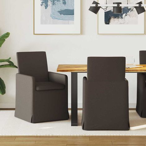 Esszimmerstühle 2 pcs Dunkelgrau 57 x 67 x 95 cm Leinen