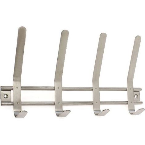 Perchero de pared funcional atornillable con acabado inox mate. Dimensiones: 300x55x160 mm -