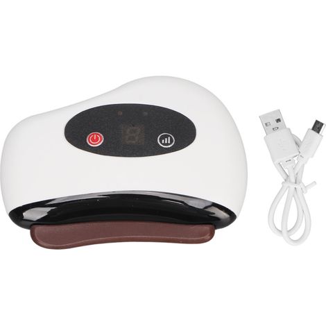 Plaque de massage électrique 7 vitesses, chaleur douce, gua sha visage cou dos, blanc, 9 modes vibration, appareil de soin peau. (1/5)