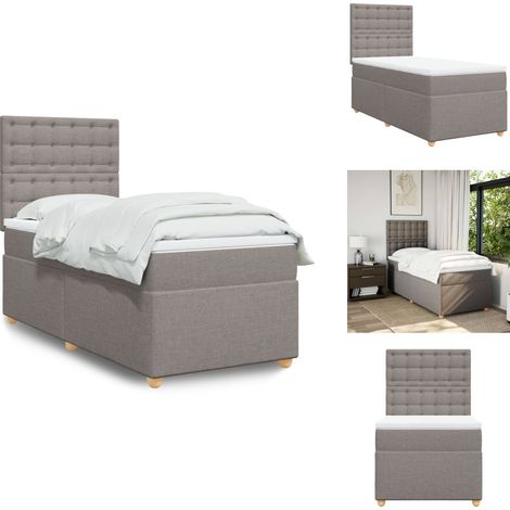 Boxspringbett mit Matratze Taupe 90x190 cm Stoff - Boxspringbett - Doppelbett - Bettenrahmen - Schlafsystem - Tapete (1/5)