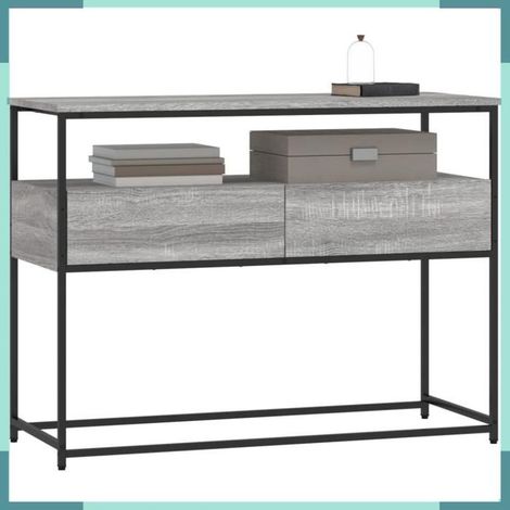 834153 Table console sonoma gris 100x40x75 cm bois d'ingénierie (1/5)