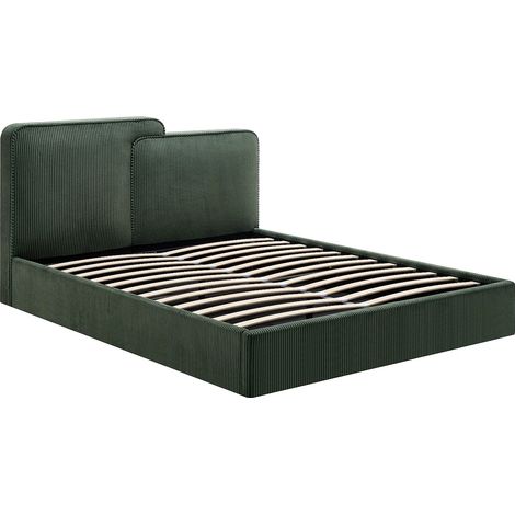 Lit coffre 140 x 190 cm - Velours côtelé - Vert sapin - NAYOLA (1/5)
