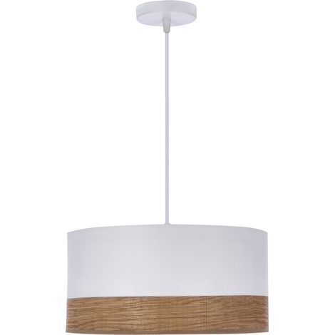 Suspension blanche abat-jour noyer E27 40W Candellux (1/3)