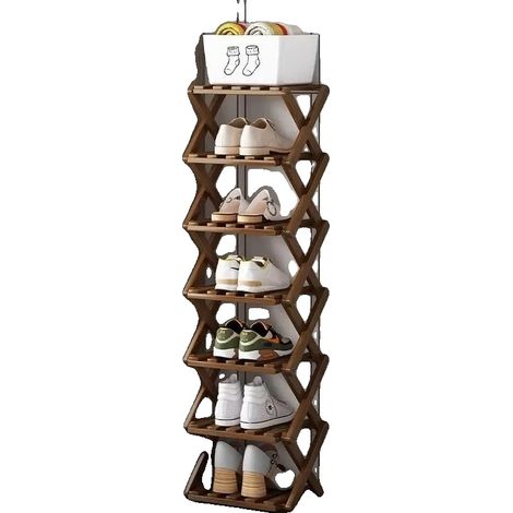 Rangement à chaussures, 7 niveaux, design gain de place, Couleur Rétro (1/2)