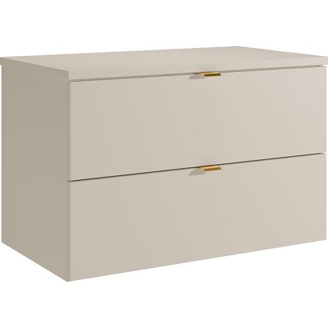 Mobile sotto lavabo sospeso con ripiano Beige 80 cm - LAVENA
