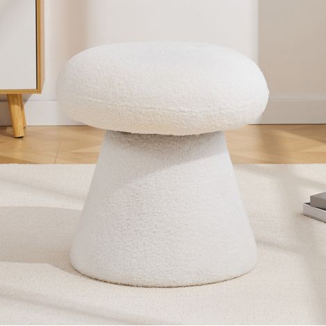 Taburete giratorio tipo champiñón de tejido teddy blanco, 41 x 41 x 44 cm, 110 kg DESVIAE (1/5)
