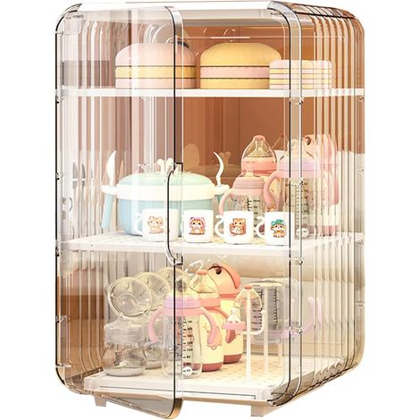 Babyflaschen-Organizer – Staubdichte Babyflaschenbox  Stapelbare Küchenschubladen (39,5 x 25 x 24 cm)  Großer Flaschenhalter mit Deckel für den Nachttisch