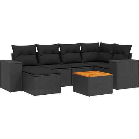 Maison Exclusive - Set Divani da Giardino con Cuscini 7pz Nero Polyrattan