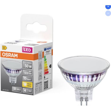 Bombilla led mr16 50w 120 grados gu5.3 ledvance led458460 luz cálida