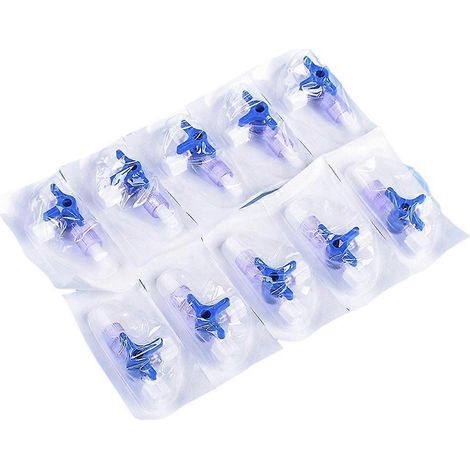 Lot de 10 robinets à trois voies jetables à usage médical avec robinet aseptique pour projets scolaires et recherches expérimentales. (1/5)