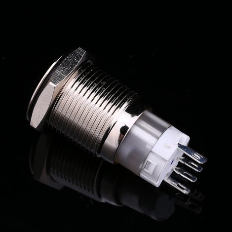 16-mm-LED-Metall-Drucktaster, 1 Schließer, 1 Öffner, Ein/Aus-Sperre, 12-V-Netzschalter (1/5)