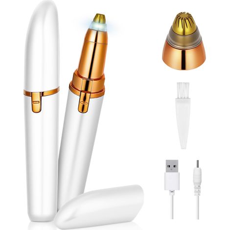 Tondeuse à Sourcils pour Femme, Épilateur Sourcil et Rasoir, pour les Sourcils, L'épilation du Visage, des Lèvres et du Nez (Blanc) (1/5)