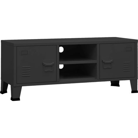 Mueble de TV multimedia estantería de TV mueble de TV comedor salón dormitorio estilo industrial 105 x 35 x 42 cm metal negro 020027645 (1/5)