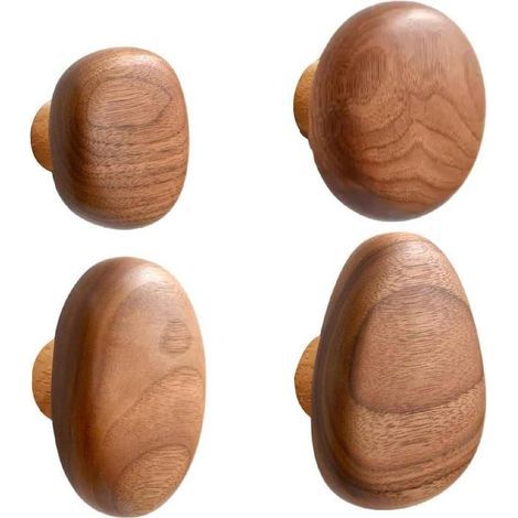 Crochets Muraux en Bois, 4 Pièces Patères en Bois, Crochets De Porte-Manteau Décoratifs Muraux, Cintre Mural en Bois Fait À Main (1/5)