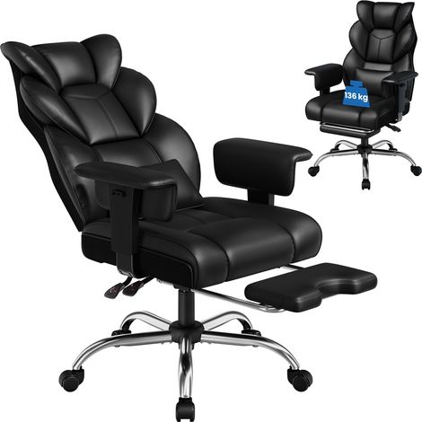 Yaheetech Fauteuil de Bureau Ergonomique Grande Taille Inclinable 105-138° (1/5)