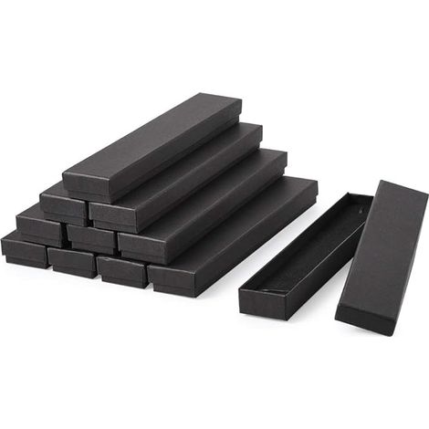 boîtes en carton noir rectangulaires longues avec couvercles pour bracelets, colliers, montres, cadeaux, rangement, 21 x 4 x 2 cm (1/2)