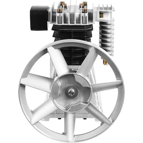 Cabezal de bomba para compresor de aire, capacidad de 250 l/min, compatible con motores de 3 HP, color plata y negro. (1/2)