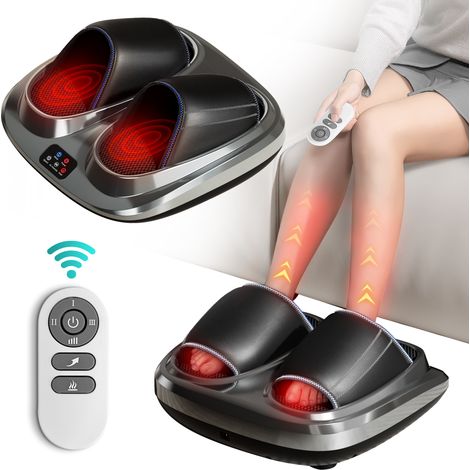 Masseur de pieds chauffant avec compression d'air, 3 modes shiatsu, 3 vitesses, minuteur 15 min, housse lavable, protection surchauffe, gris antique  CHICFURN (1/5)