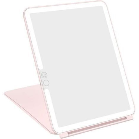 Foldable makeup mirror with LED lighting, USB rechargeable, LED touchscreen, travel mirror (rose gold) (1/4)