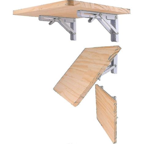 2 supports d'étagère pliables en métal renforcé, charnière triangulaire pliable pour fixation murale, pour comptoir/table e-AquaForge (1/4)