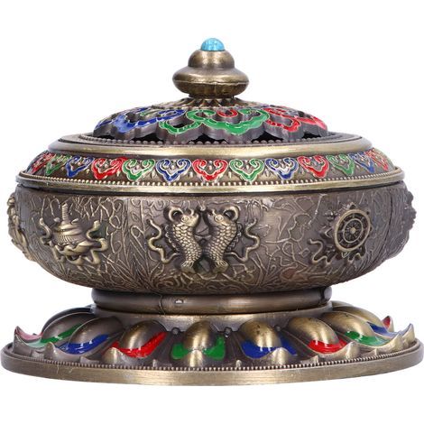 Encensoir vintage en alliage de cuivre, porte-encens coloré vert pour salon, cérémonie du thé, ornement décoratif.